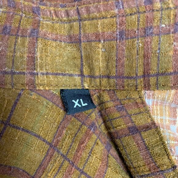 BEVILACQUA Size XL Brown Purple Checkered Cotton Blend Long Sleeve Shirt - Picture 6 of 7